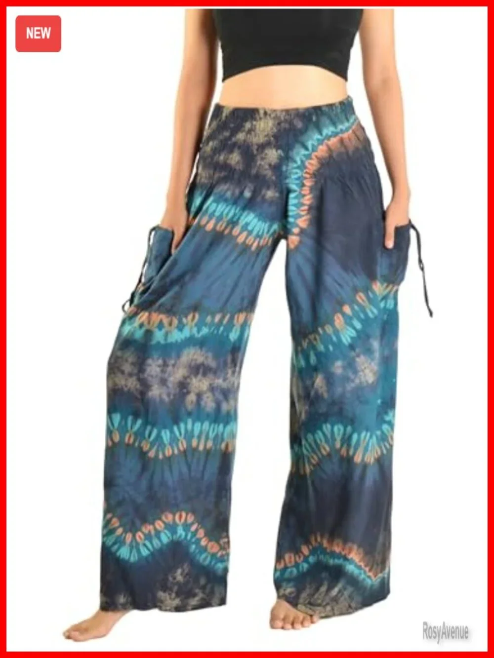 Women's Cold Dyed Wide Leg Palazzo Yoga Pants with Pockets